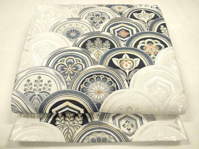 平和屋着物○六通柄袋帯 紹巴 灰汁発酵建本藍染 端祥文様 金銀糸 正絹