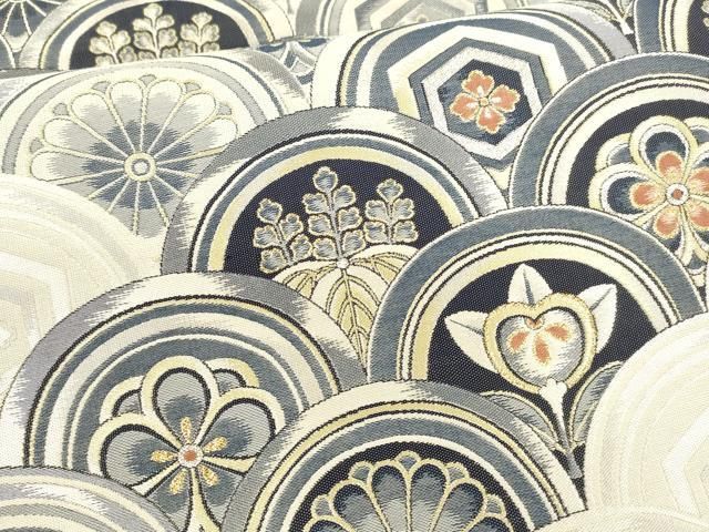 平和屋着物○六通柄袋帯 紹巴 灰汁発酵建本藍染 端祥文様 金銀糸 正絹