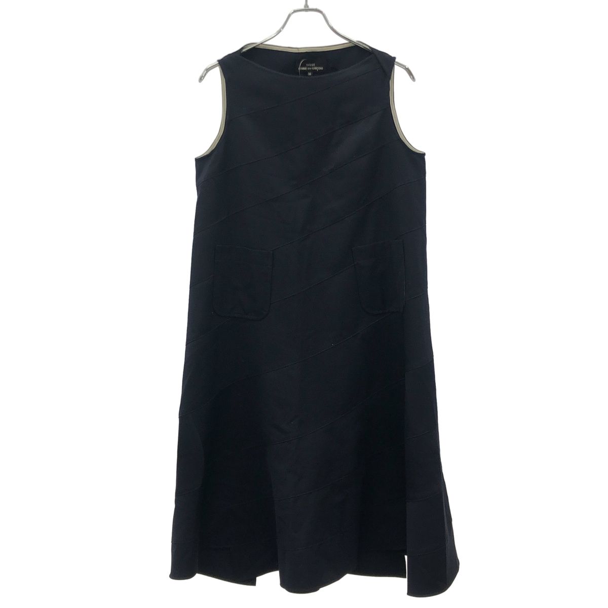 tricot COMME des GARCONS トリココムデギャルソン 17 AW ウールノースリーブスパイラルワンピース TT-O 001 ネイビー M