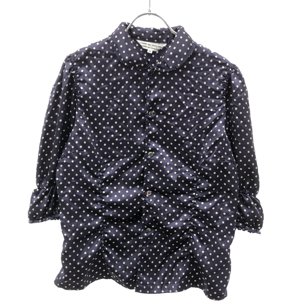COMME des GARCONS コムデギャルソンコムデギャルソン 19 SS ショートスリーブドットブラウスシャツ RC B 010 パープル M
