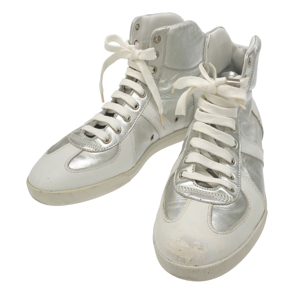 Dior HOMME ディオール オム ハイカット レザー スニーカー Dior HOMME ディオールオム 09SS ハイカットレザースニーカー ホワイト