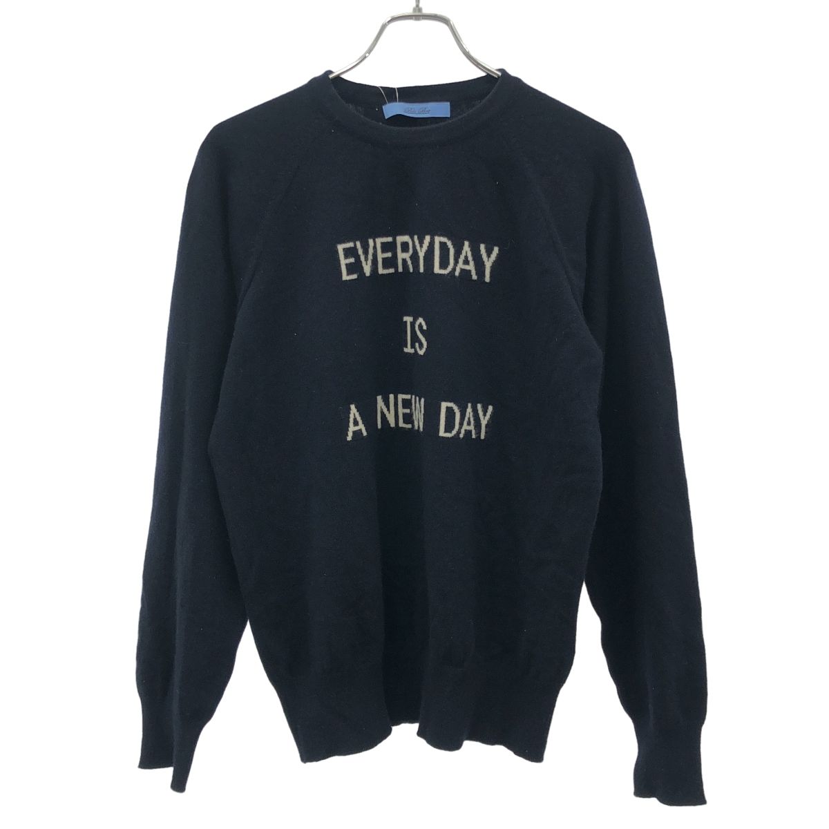 Blu Bre ブル ブレ 笹岡昌平氏メッセージカシミニットセーター ネイビー L