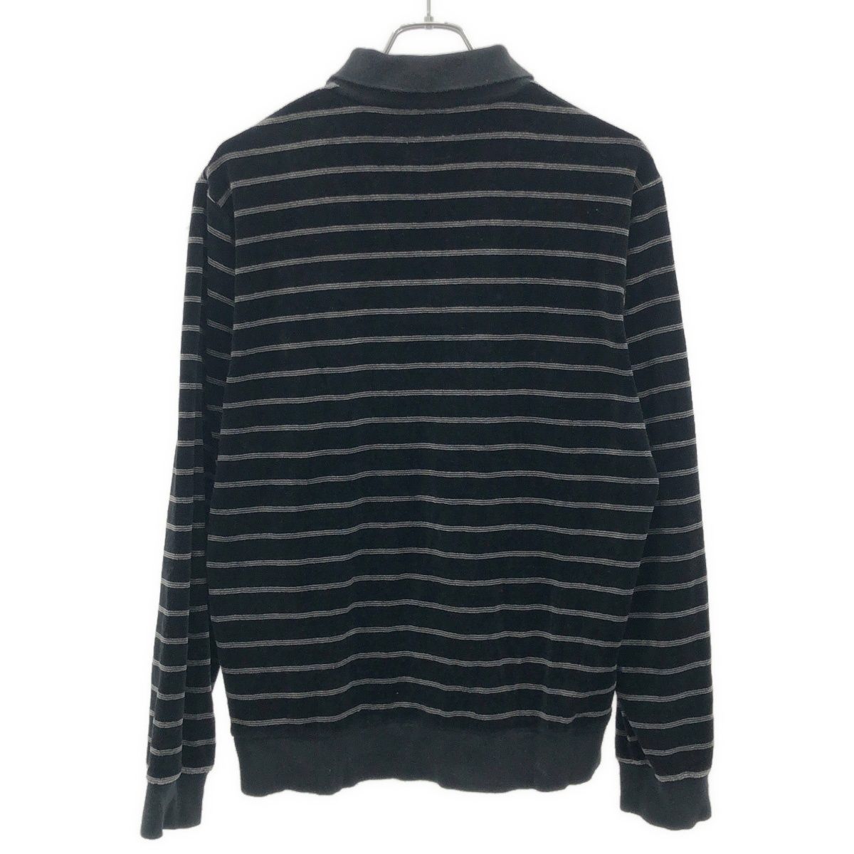 Supreme シュプリーム 16 AW Striped Velour L S Polo ロングスリーブボーダーポロシャツ ブラック M