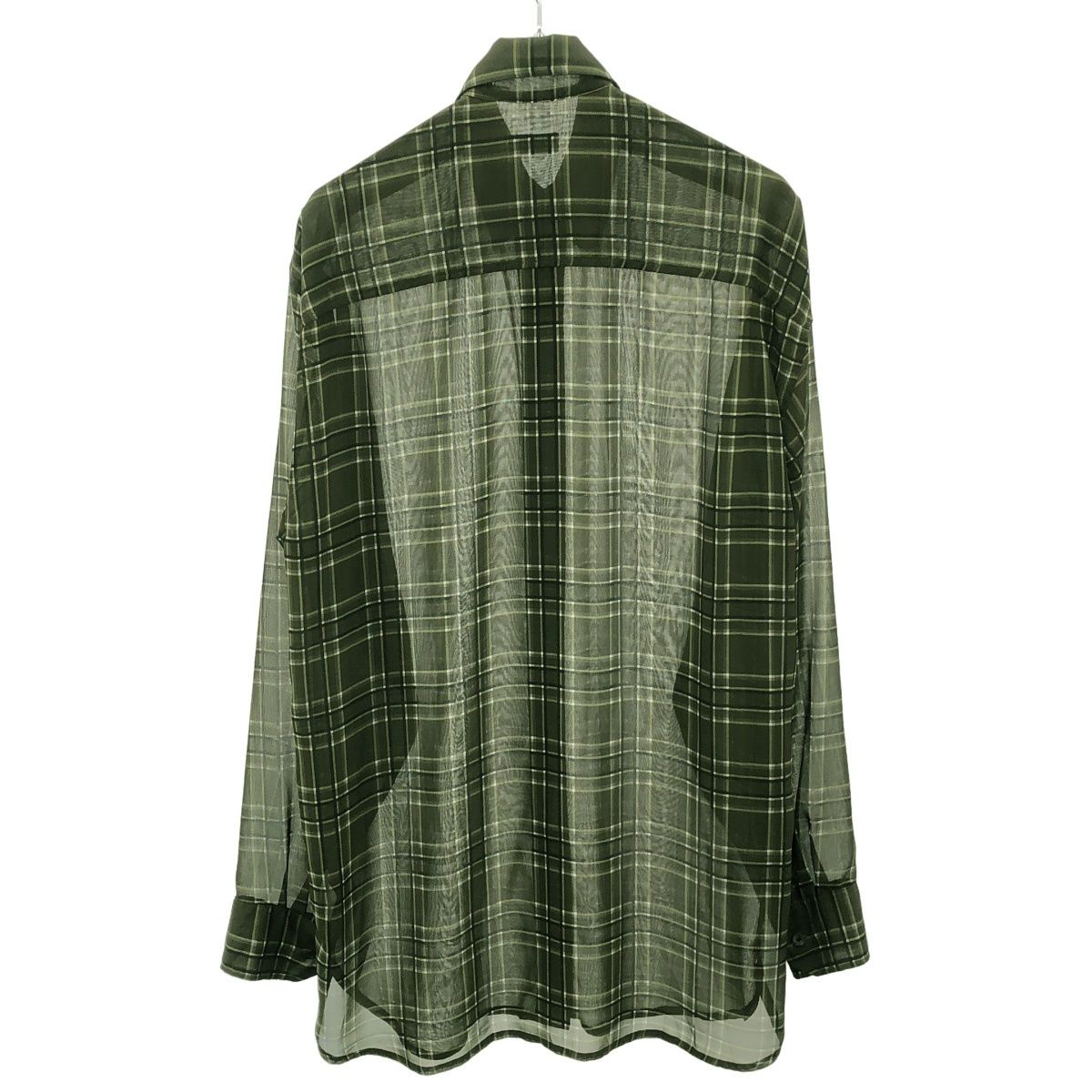 DRIES VAN NOTEN ドリスヴァンノッテン 20 AW シアーロングチェックシャツ グリーン S