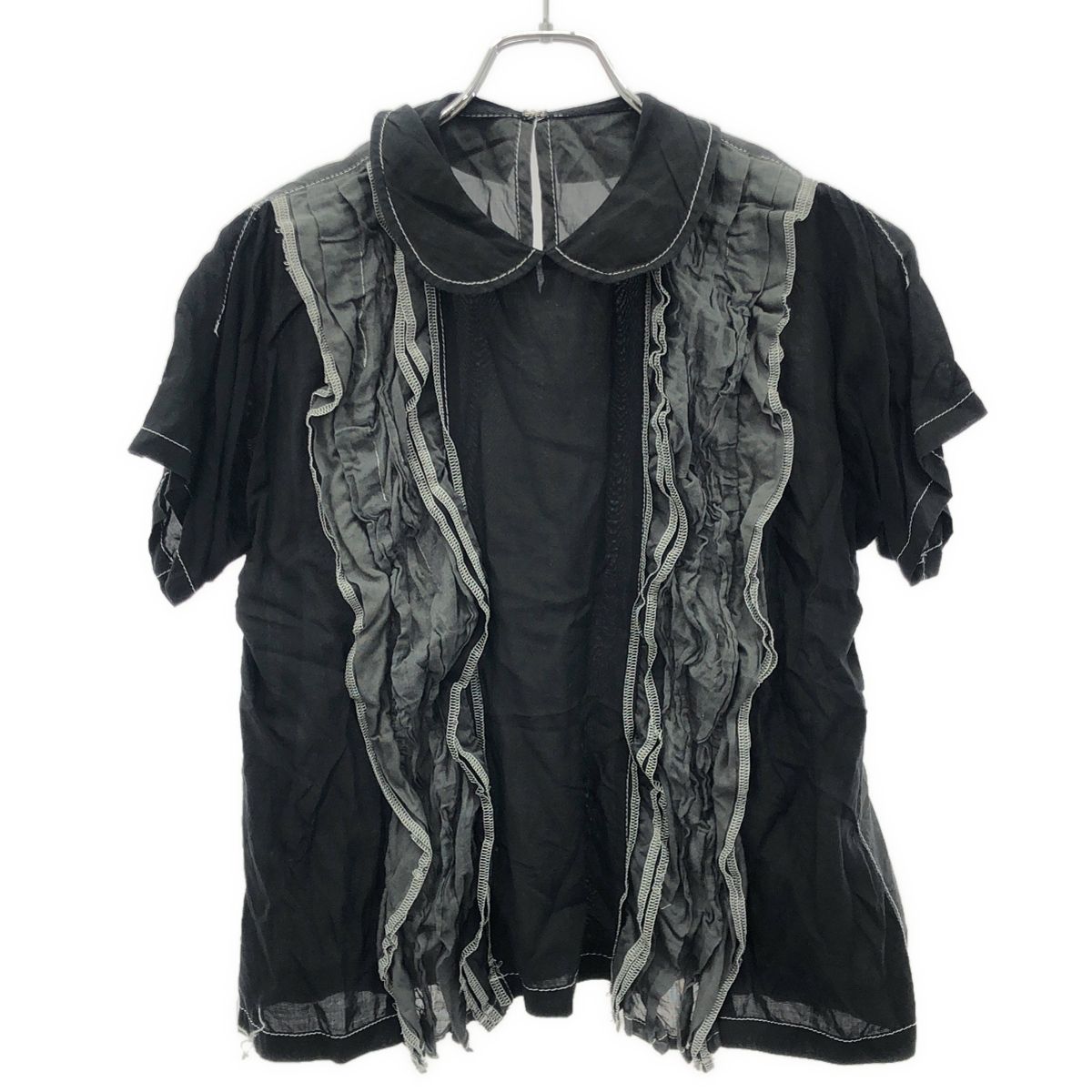 tricot COMME des GARCONS トリココムデギャルソン 19 SS ラウンド フリルブラウス TC-B 005 ブラック M