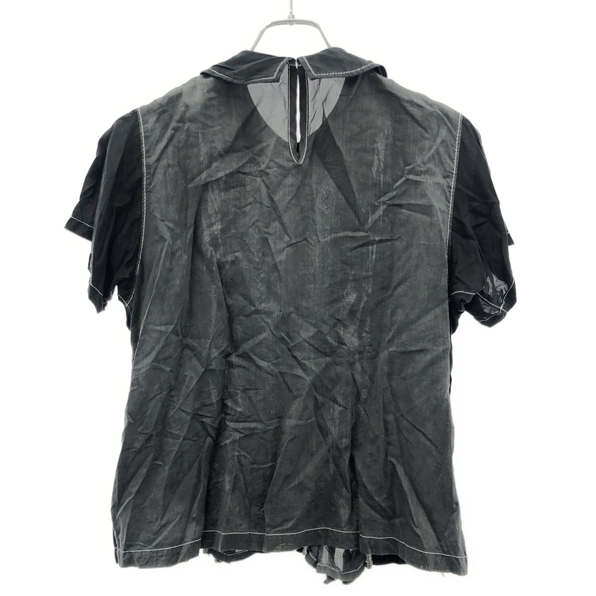 tricot COMME des GARCONS トリココムデギャルソン 19 SS ラウンドカラーフリルブラウス TC-B 005 ブラック M