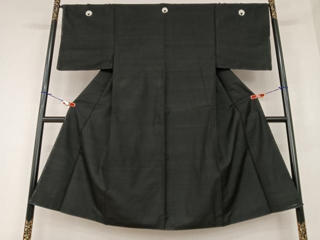 平和屋着物●男性 黒紋付 紬地 正絹 zg
