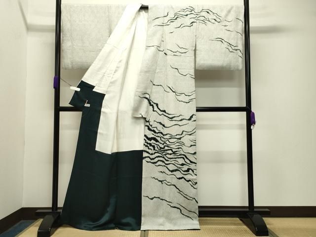 平和屋着物●訪問着　総絞り　流水文　ますいわ屋扱い　正絹　逸品　CABA9601gh 平和屋着物○訪問着 総絞り 流水文 ますいわ屋扱い 正絹 逸品