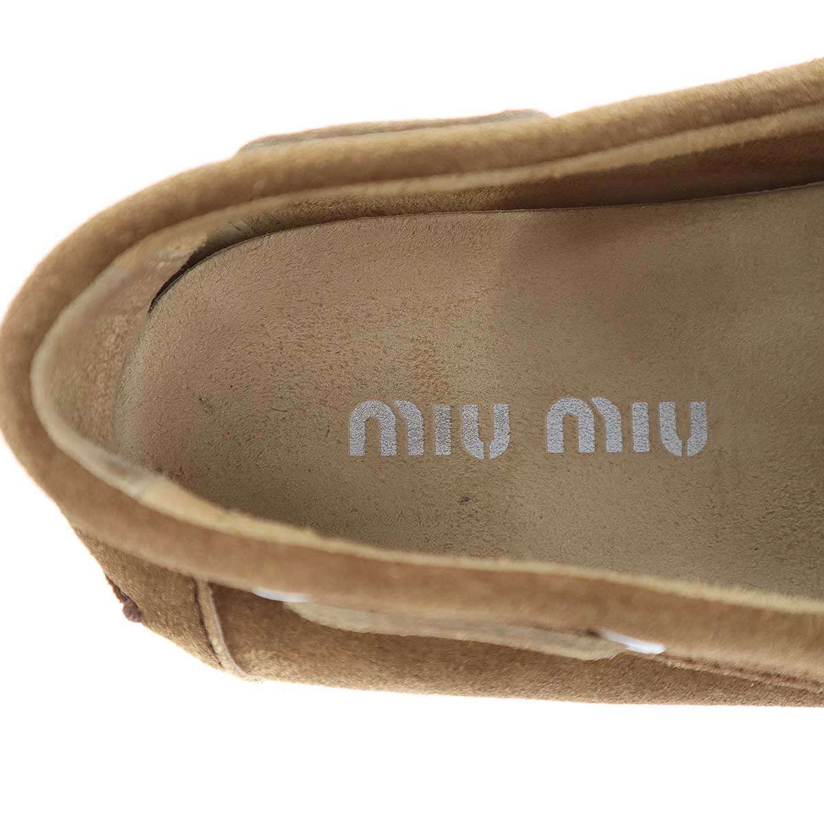 miu miu ミュウミュウ スエード ローファーシューズ ブラウン 36 1/2