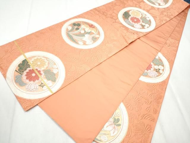 平和屋着物○六通柄袋帯 唐錦 歌桜花丸文 正絹 逸品 CABA5136hy - メルカリ
