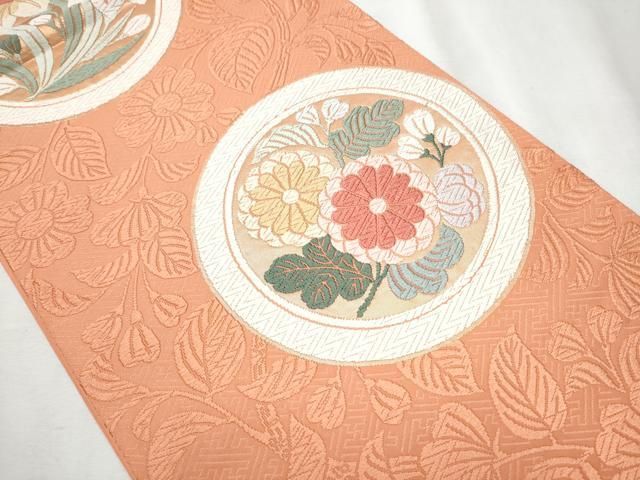 平和屋着物○六通柄袋帯 唐錦 歌桜花丸文 正絹 逸品 CABA5136hy - メルカリ