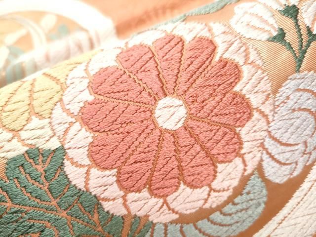 平和屋着物●六通柄袋帯　唐錦　歌桜花丸文　正絹　逸品　CABA5136hy 平和屋着物○六通柄袋帯 唐錦 歌桜花丸文 正絹 逸品 CABA5136hy - メルカリ