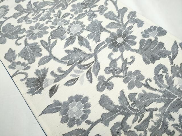 平和屋着物○全通柄袋帯 紬地 花唐草文 正絹 逸品 CABA5153hy