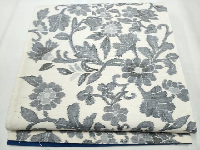 平和屋着物●全通柄袋帯　紬地　花唐草文　正絹　逸品　CABA5153hy 平和屋着物○全通柄袋帯 紬地 花唐草文 正絹 逸品 CABA5153hy