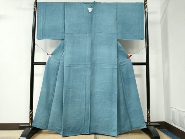 平和屋着物 上質な色無地 霞地紋 新橋色 正絹 yc