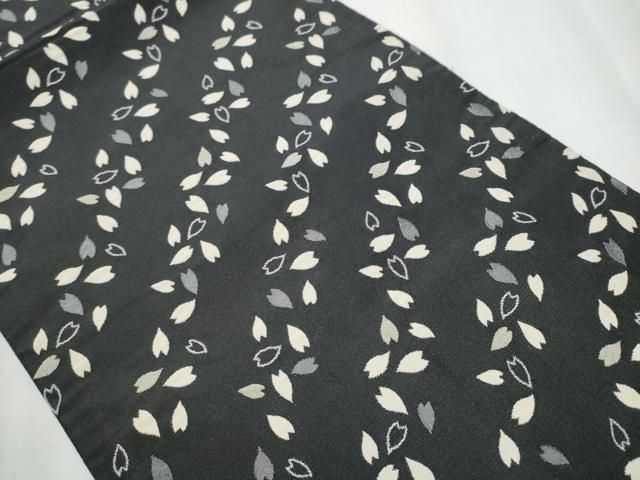 平和屋着物○両面 全通柄 京袋帯 舞花文 黒地 CABA5184hy