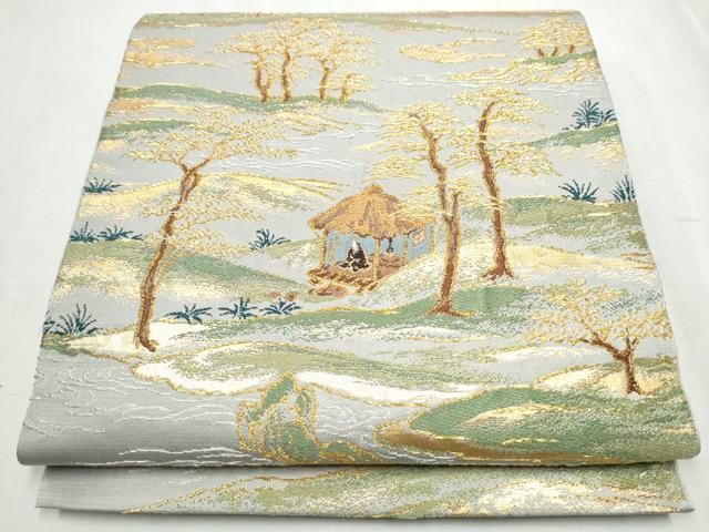 平和屋着物●龍村美術織物　たつむら　六通柄　本袋帯　涼風窓下錦　金糸　正絹　逸品　CABB0402hy 平和屋着物○龍村美術織物 たつむら 六通柄 本袋帯 涼風窓下錦 金糸