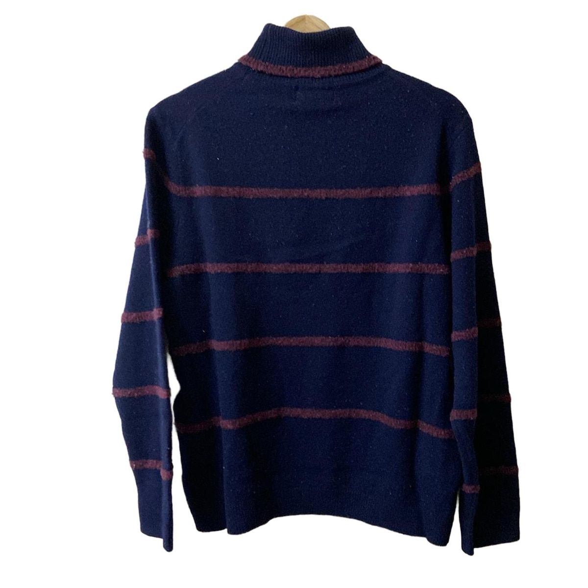LANVIN COLLECTION ランバンコレクション 長袖セーター サイズL メンズ - ダークネイビー×ボルドー タートルネック|ボーダー
