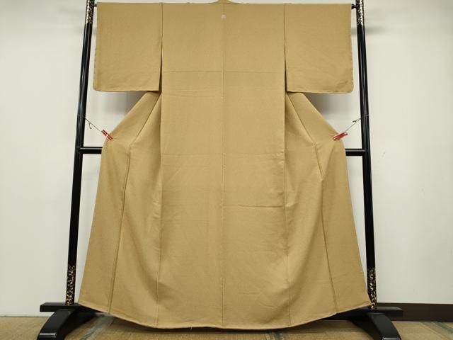 平和屋着物 上質な色無地 霞地紋 飴色 正絹 ut