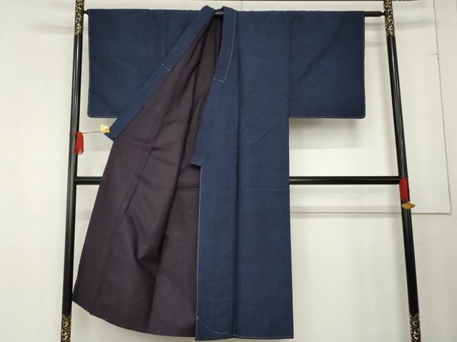 平和屋着物●男性 結城紬 アンサンブル 杢 霞文 正絹 ♥ cs