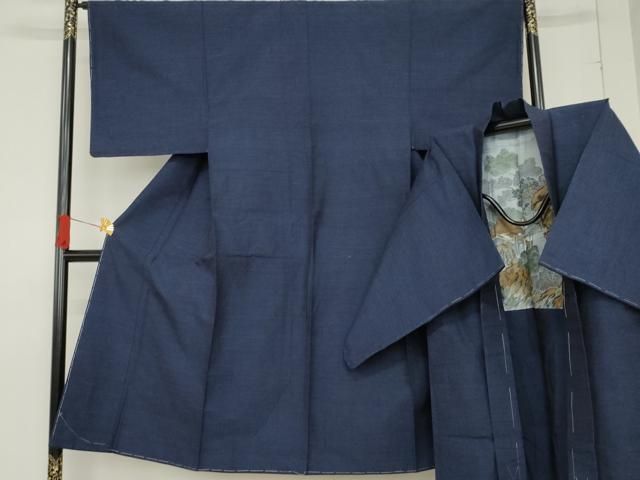 平和屋着物●男性 結城紬 アンサンブル 杢 霞文 正絹 ♥ cs