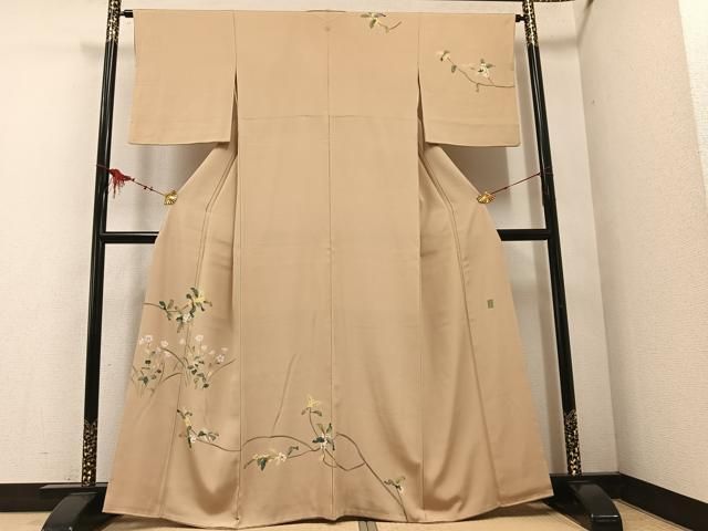 平和屋着物○京加賀糸目友禅作家 山崎巌 訪問着 枝花文 銀座おゝぎ屋