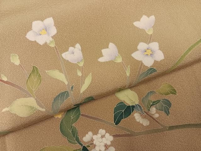 平和屋着物○京加賀糸目友禅作家 山崎巌 訪問着 枝花文 銀座おゝぎ屋