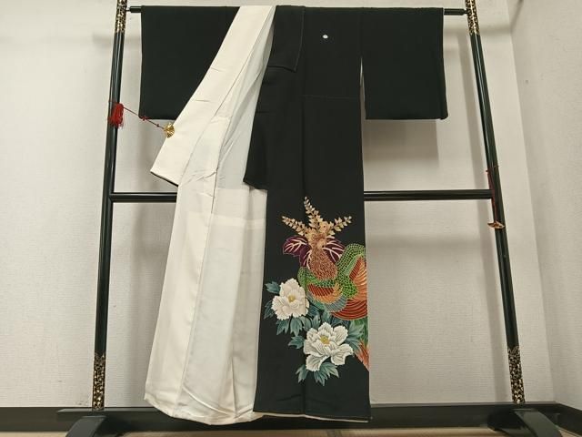 平和屋着物 豪華黒留袖 友禅 鳳凰 金彩 正絹 ph