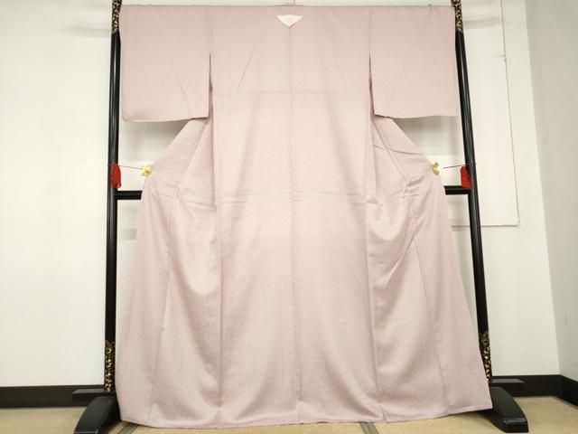 平和屋着物 上質な色無地 花唐草地紋 鴇色 正絹 cs