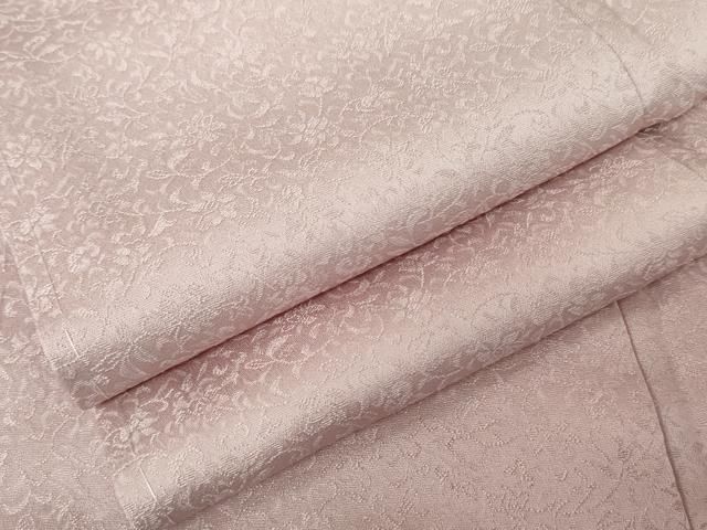 平和屋着物 上質な色無地 花唐草地紋 鴇色 正絹 cs