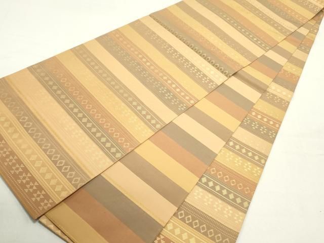 平和屋着物○織物一筋名門 織悦 両面 全通柄 本袋帯 幾何