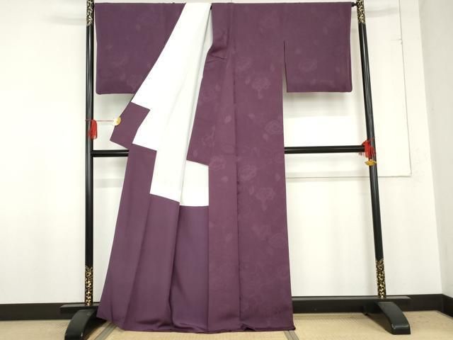 草花地紋 葡萄色