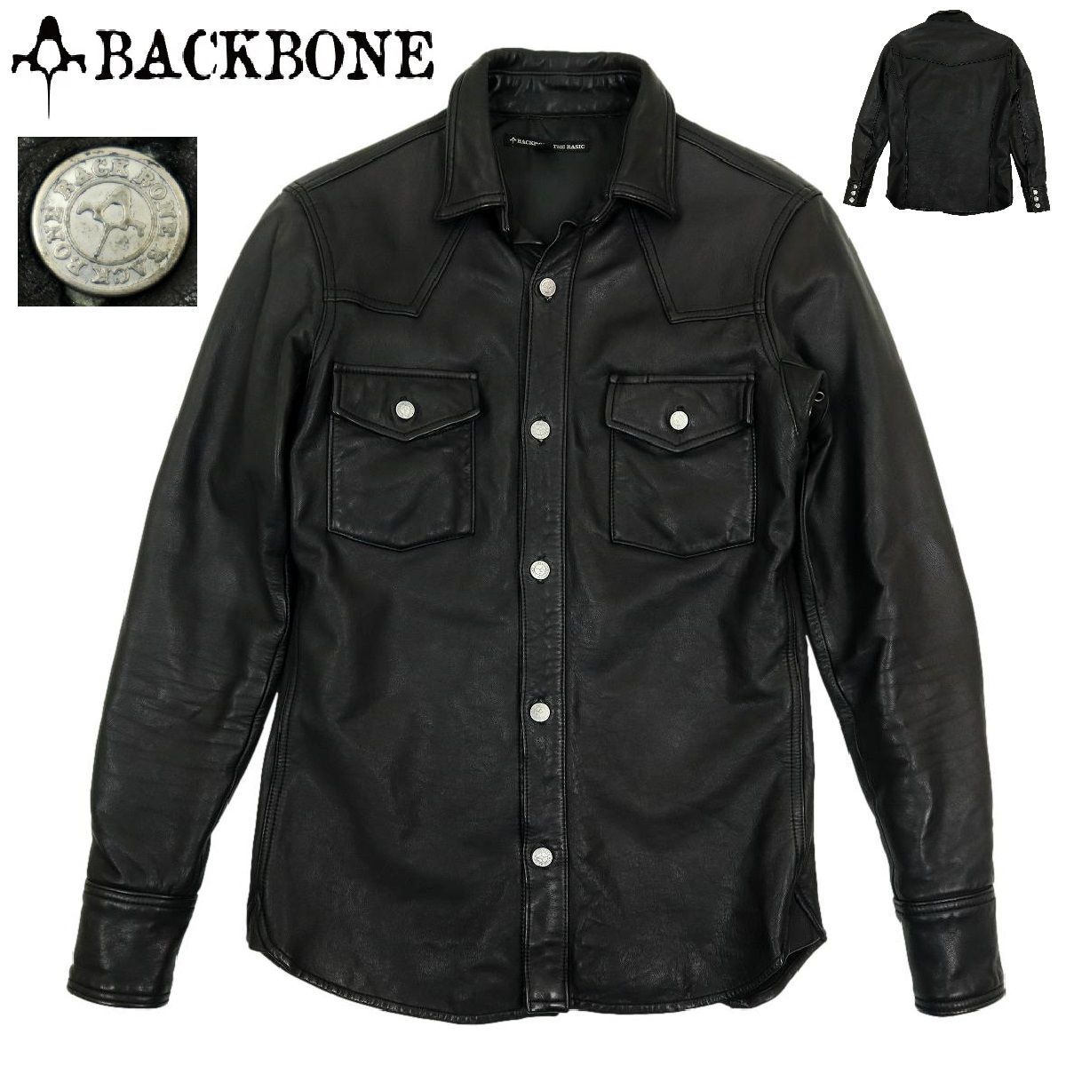 BACK BONE / ダブルライダースジャケット/S/レザー/BLK// S3322】【牛革】BACKBONE バックボーン レザージャケット レザーシャツ