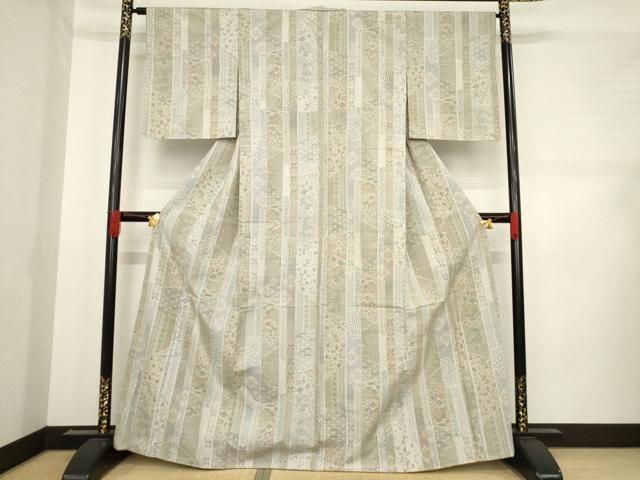 平和屋着物 結城紬 100亀甲 更紗花間道 正絹 ck