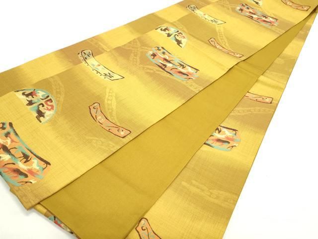 平和屋着物○六通柄袋帯 動物草花文 正絹 逸品 DAAZ3114ob