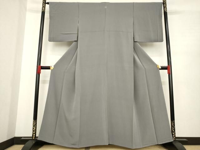 平和屋着物 上質な色無地 縞地紋 江戸鼠色 正絹 ck