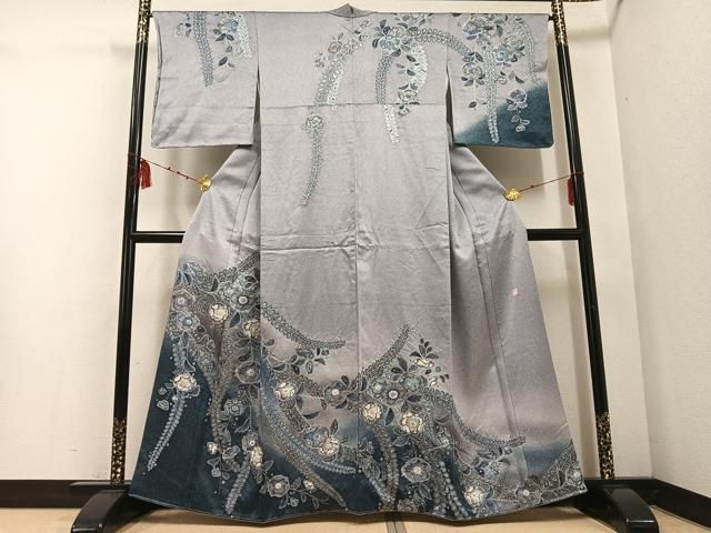 平和屋着物●訪問着　作家物　孝美　辻が花　絞り　暈し染め　金彩　正絹　逸品　AABD9809ph 平和屋着物○訪問着 作家物 孝美 辻が花 絞り 暈し染め 金彩 正絹 逸品