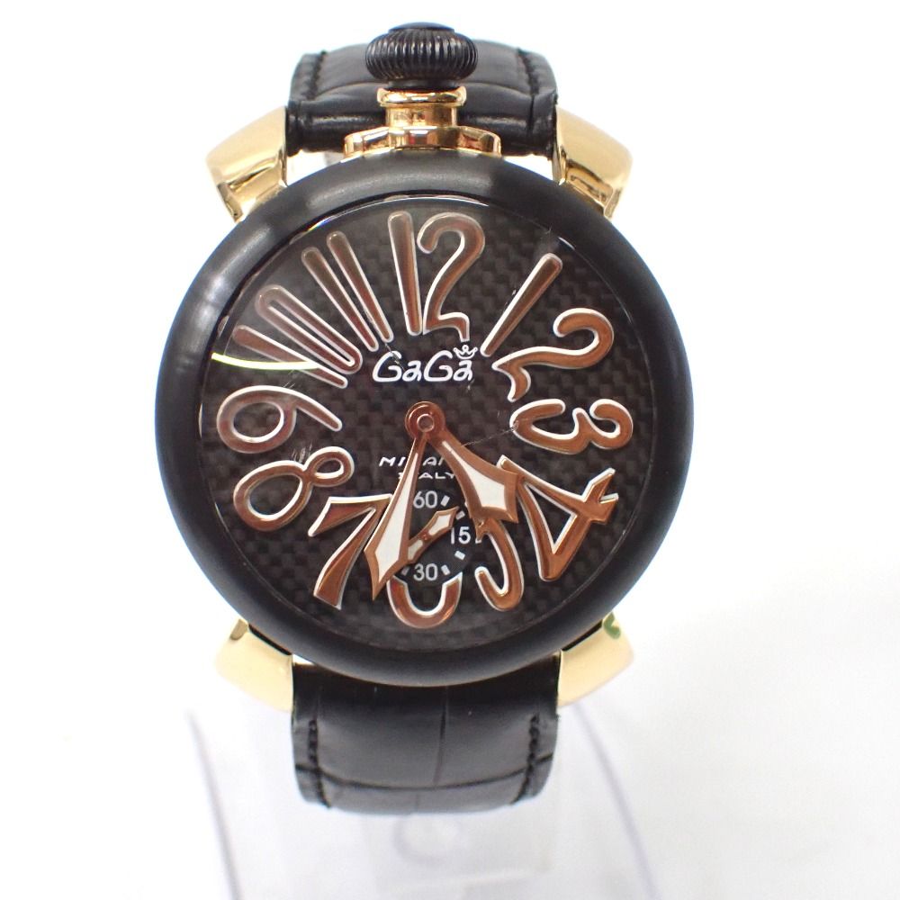 Ft1307981 ガガ・ミラノ 腕時計 手巻き時計 マヌアーレ48 黒文字盤