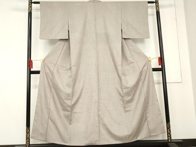 平和屋着物 上質な紬 色無地 牡丹鼠色 正絹 cs