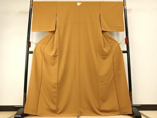 平和屋着物 上質な色無地 作家物 黄朽葉色 正絹 fy