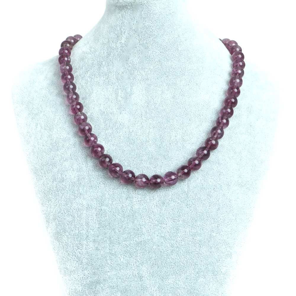シンプルストーンネックレス ピンク フローライト 丸玉 10ｍｍ 天然石 ビーズ パワーストーン