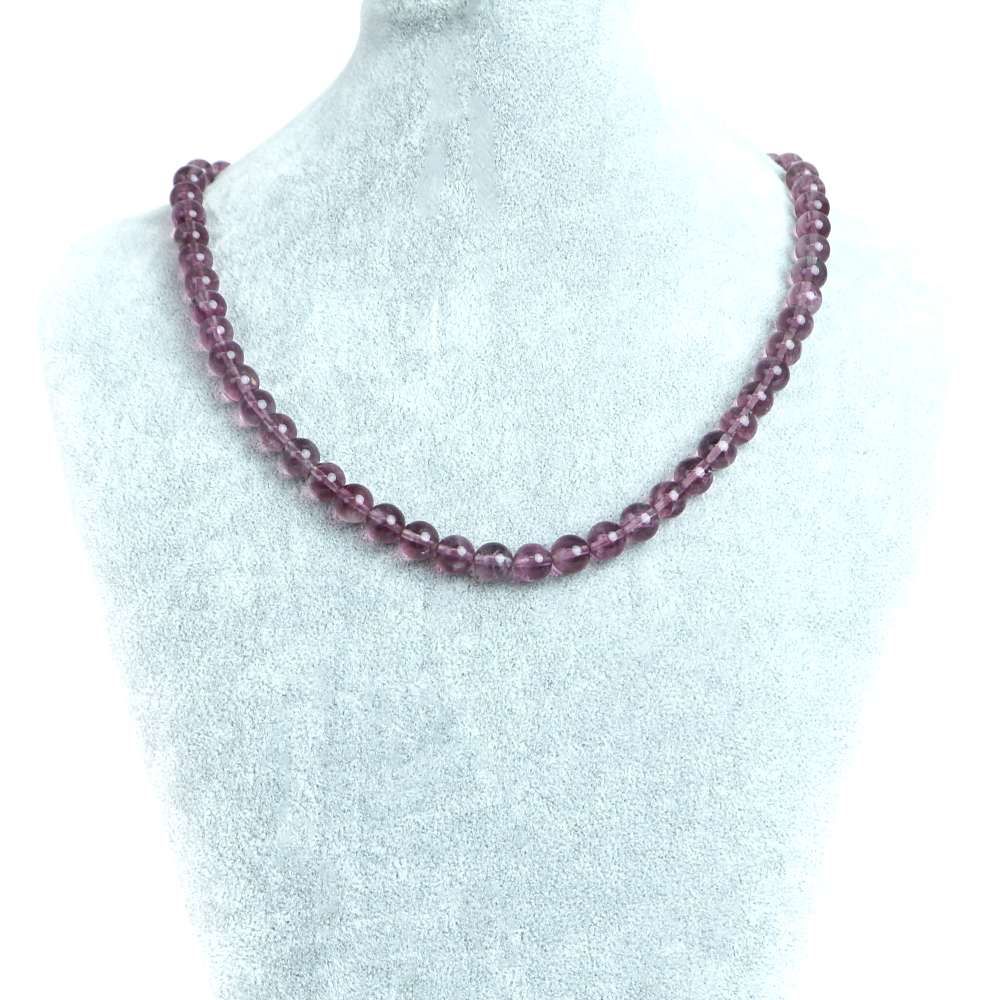 シンプルストーンネックレス ピンク フローライト 丸玉 8ｍｍ 天然石 ビーズ パワーストーン