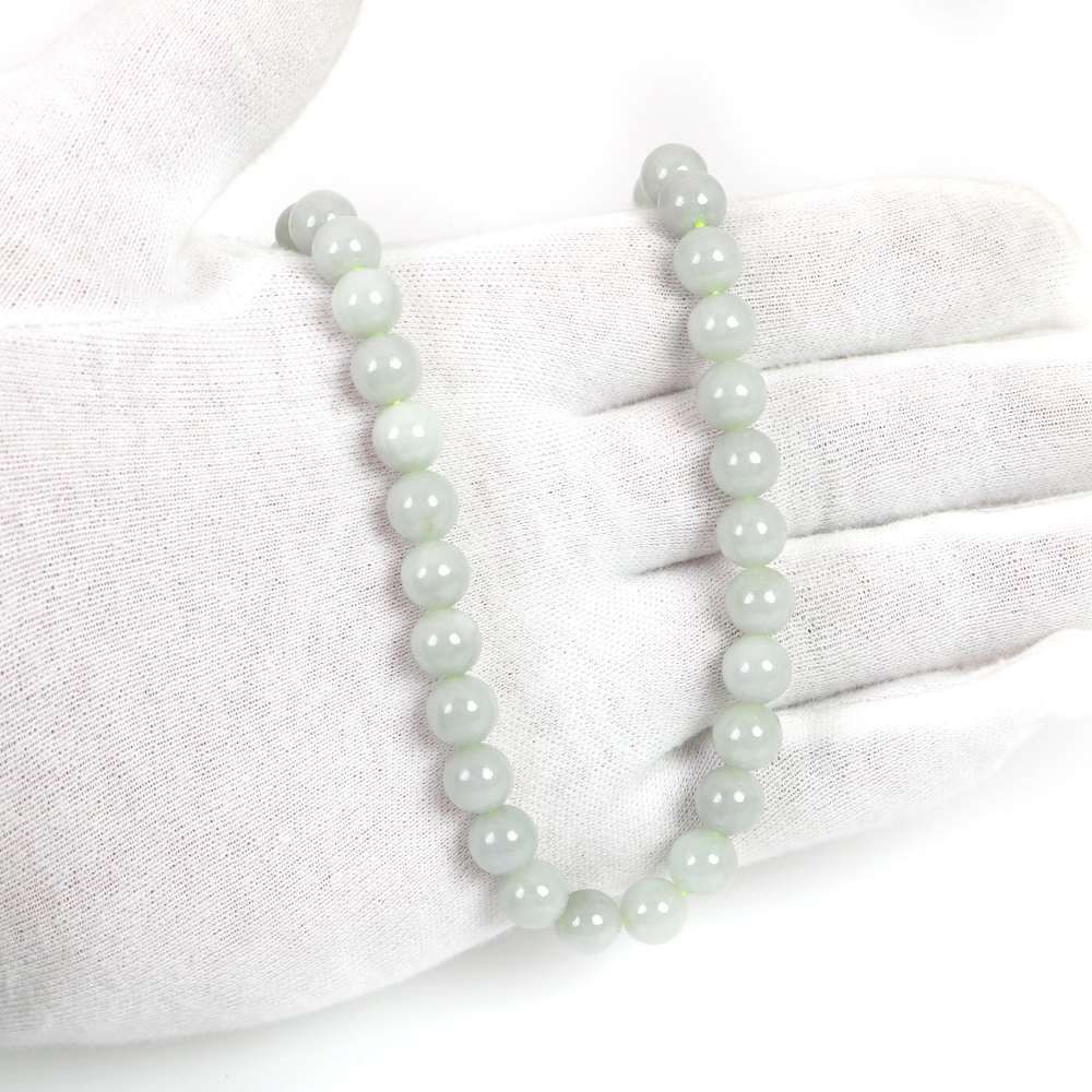 シンプルストーンネックレス翡翠 ミャンマージェイド 丸玉 8 mm 天然石ビーズパワーストーン