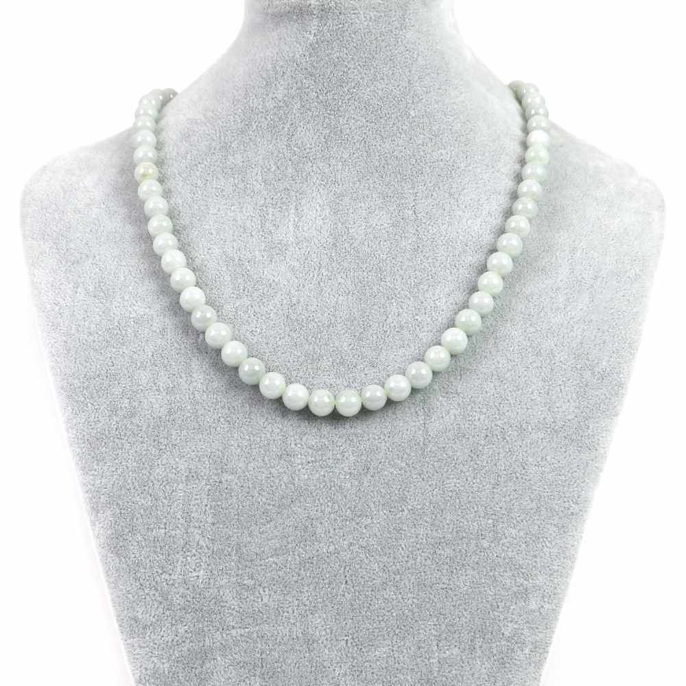 シンプルストーンネックレス翡翠 ミャンマージェイド 丸玉 8 mm 天然石ビーズパワーストーン