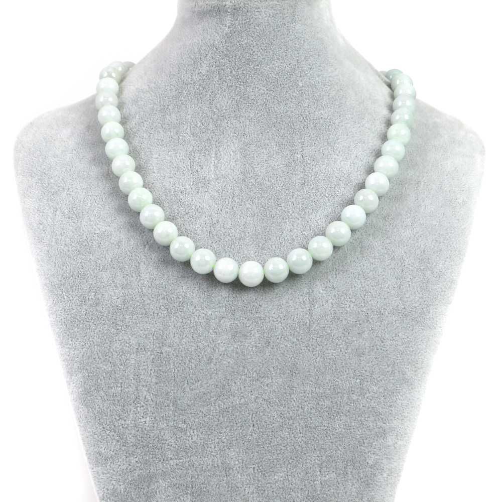 シンプルストーンネックレス翡翠 ミャンマージェイド 丸玉 10 mm 天然石ビーズパワーストーン