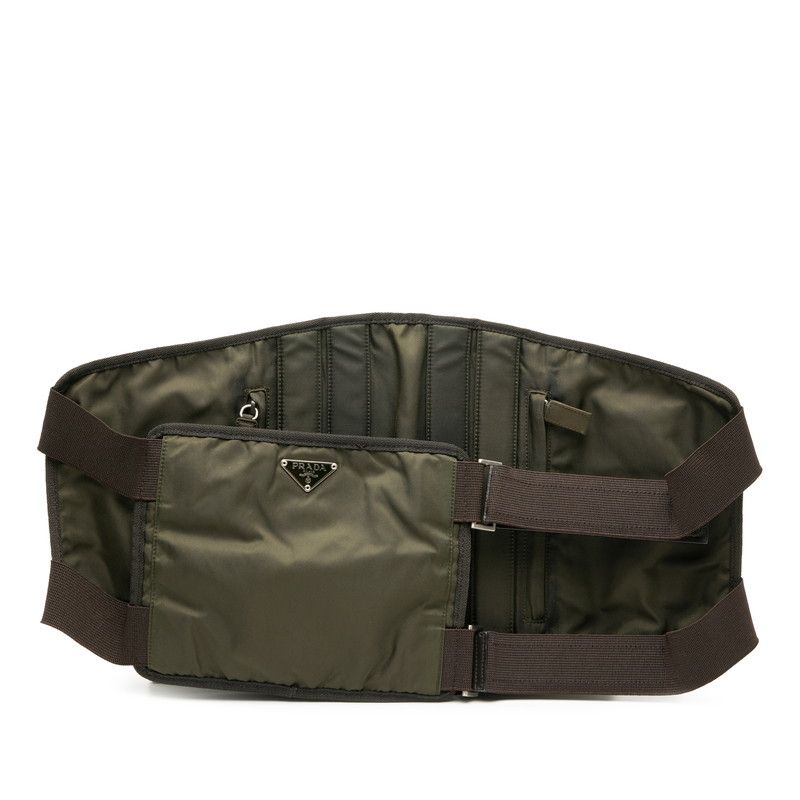 【正規品】PRADA プラダ ウエストバッグ ポーチ 三角ロゴ ナイロン カーキ プラダ 三角ロゴプレート 1999AW CHEST RIG セキュリティ ボディバッグ