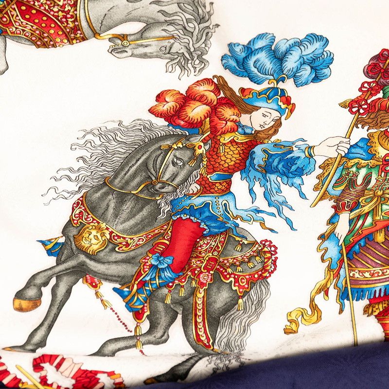 エルメス カレ90 LES FETES DU ROI SOLEIL 太陽王の祝典 ブルー マルチ