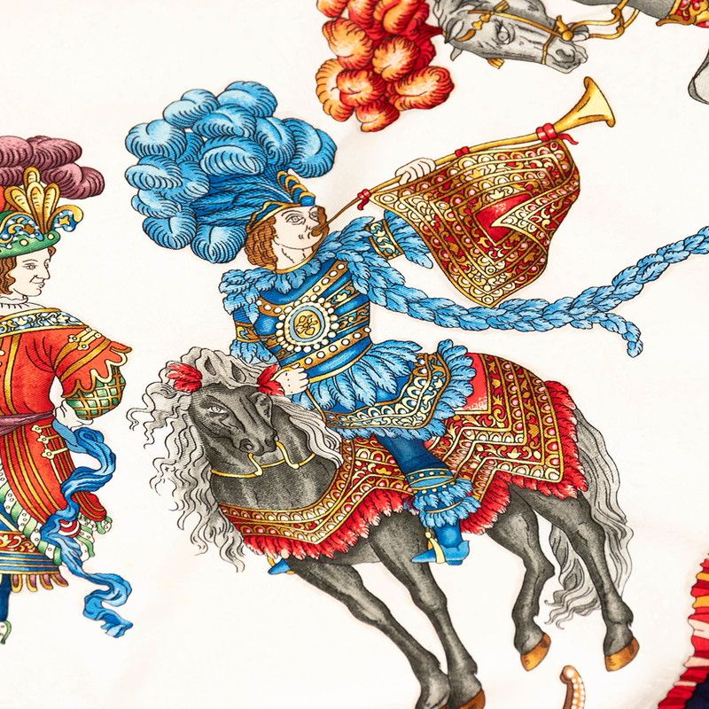 エルメス カレ90 LES FETES DU ROI SOLEIL 太陽王の祝典 ブルー マルチ