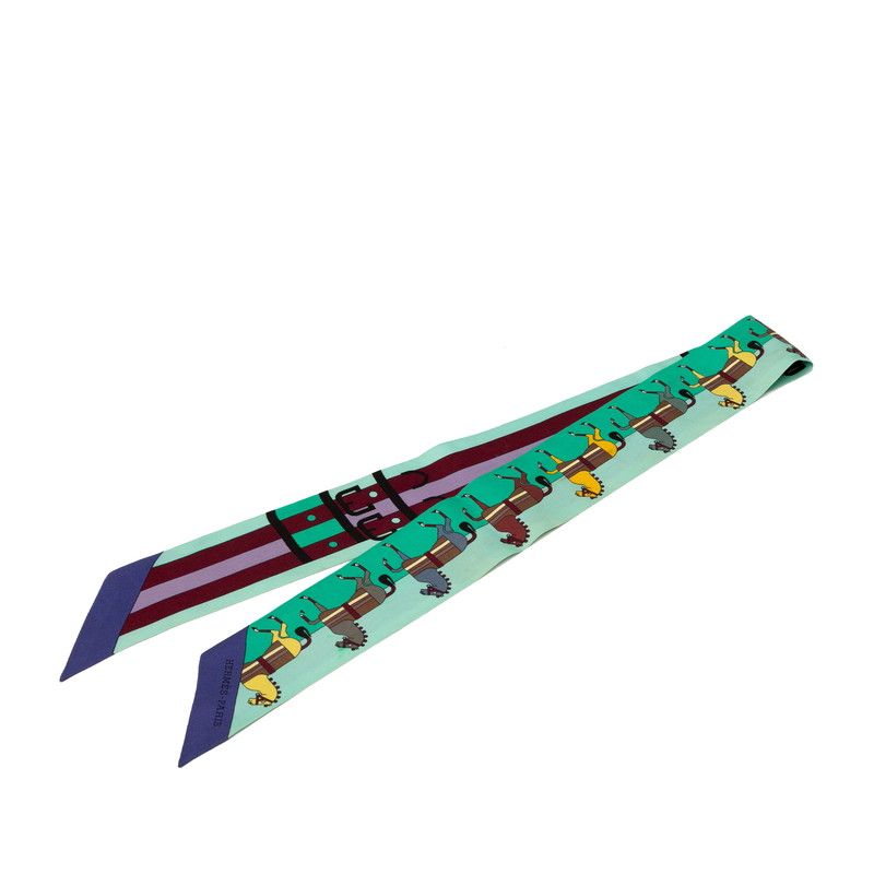 エルメス ツイリー Rocabar ロカバール 馬 グリーン マルチ シルク レディース HERMES 1 0241048