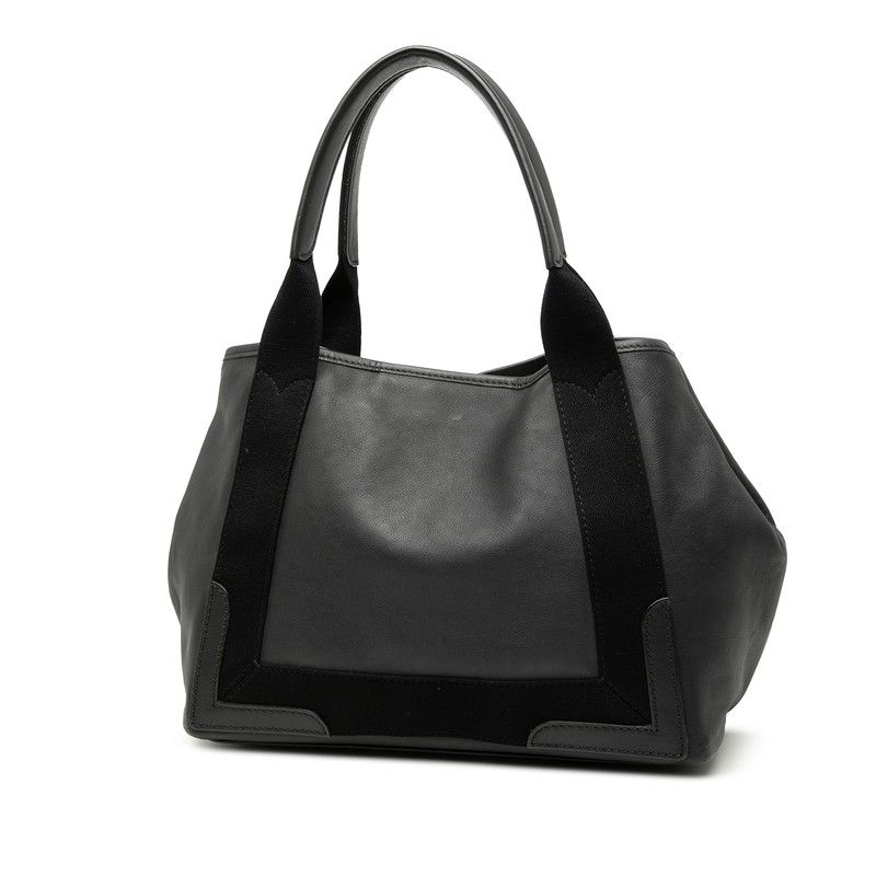 バレンシアガ ネイビーカバス S 339933 ブラック レザー キャンバス